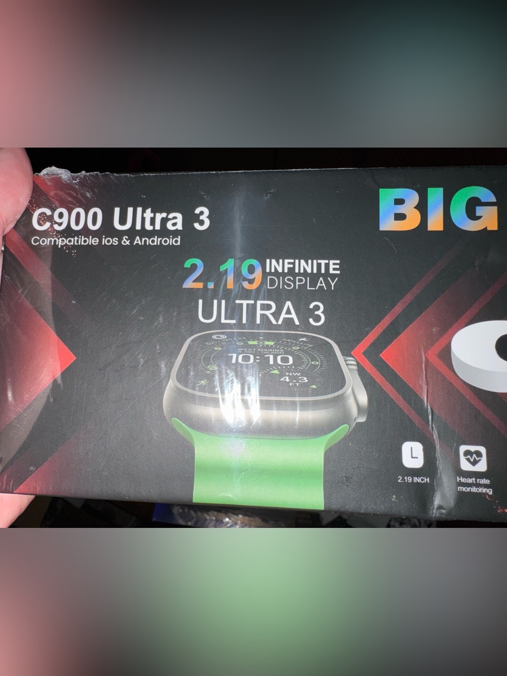 BNIB Ultra 3 Smartwatch - Green Strap, Infinite 2.19" Display